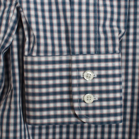 NWOT Brooks Brothers 15.5-32 Men's Shirt Blue White Red Gingham Cotton Lycra - Picture 4 of 6